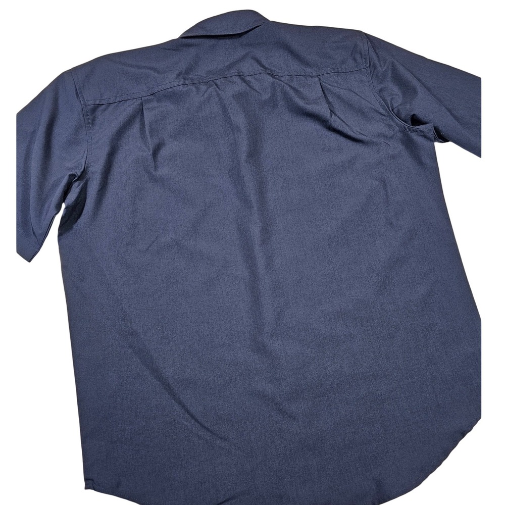 Orvis Classic Collection Mens Large Short Sleeve Button Down Shirt Navy Pockets - Picture 2 of 7